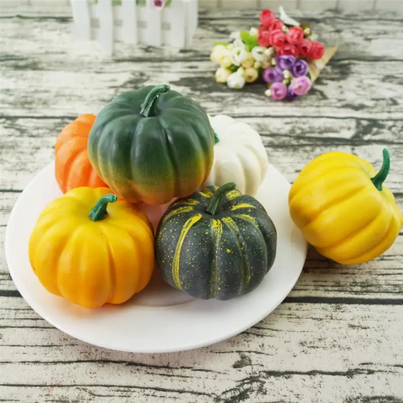 

6pcs Simulation Lifelike Artificial Small Foam Pumpkins Table Centerpiece Party Supplies Photo Props Halloween Decoration