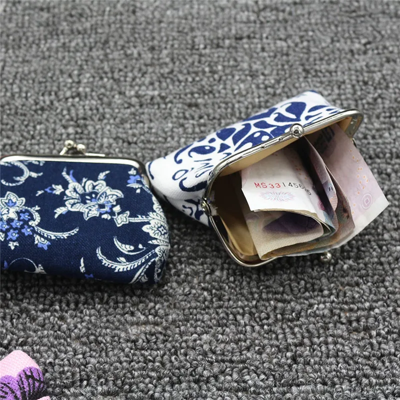 1 шт. мини-кошелек женский Ретро винтажный синий и белый фарфоровый дизайн маленький кошелек портмоне женский кошелек клатч для девушек