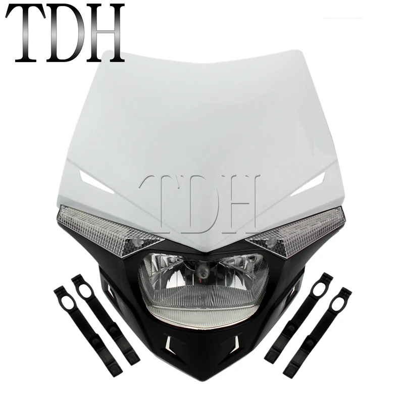 White Enduro Dirt Bike Street Fighter Headlight Head Lamp With Turn Signal Light