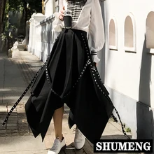 Европейская новая весенняя и Летняя асимметричная юбка с подолом Женская индивидуальная модная черная длинная юбка с высокой талией