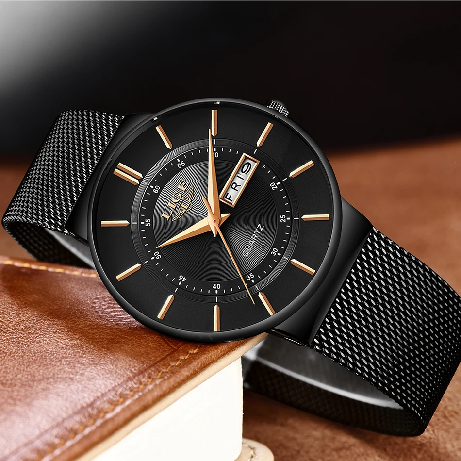 Relojes Hombre, новинка, LIGE, ультра-тонкие мужские часы, нержавеющая сталь, водонепроницаемые часы, мужские, лучший бренд, Роскошные, повседневные, спортивные, кварцевые часы