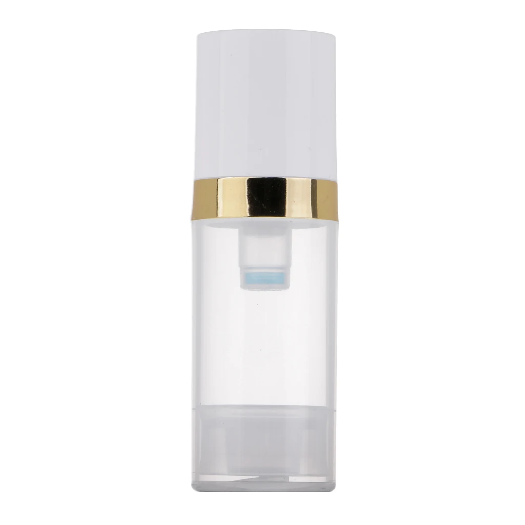 10ml Empty Makeup Bottles Pump Tubes, Clear Plastic Lotiions Cream Cosmetics Container Set of 2 Refillable for travel and DIY