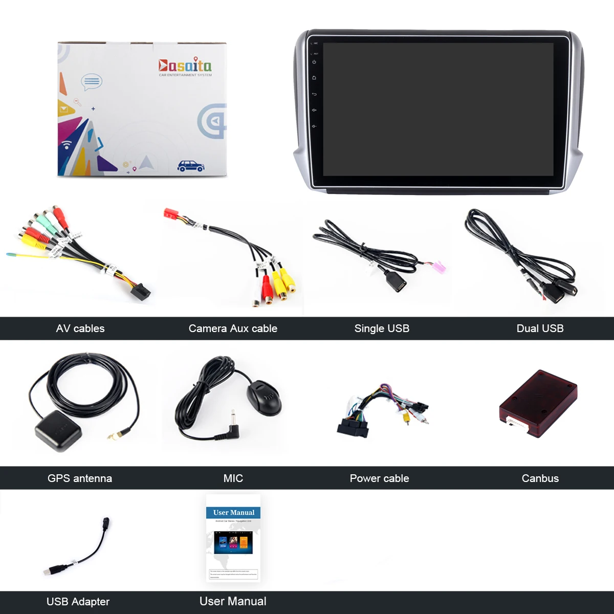 Perfect Dasaita 10.2" Android 8.1 Car GPS Player Navi for Peugeot 208 2008 with 2G+16G Quad  Core Stereo Radio Multimedia No DVD 4G 5