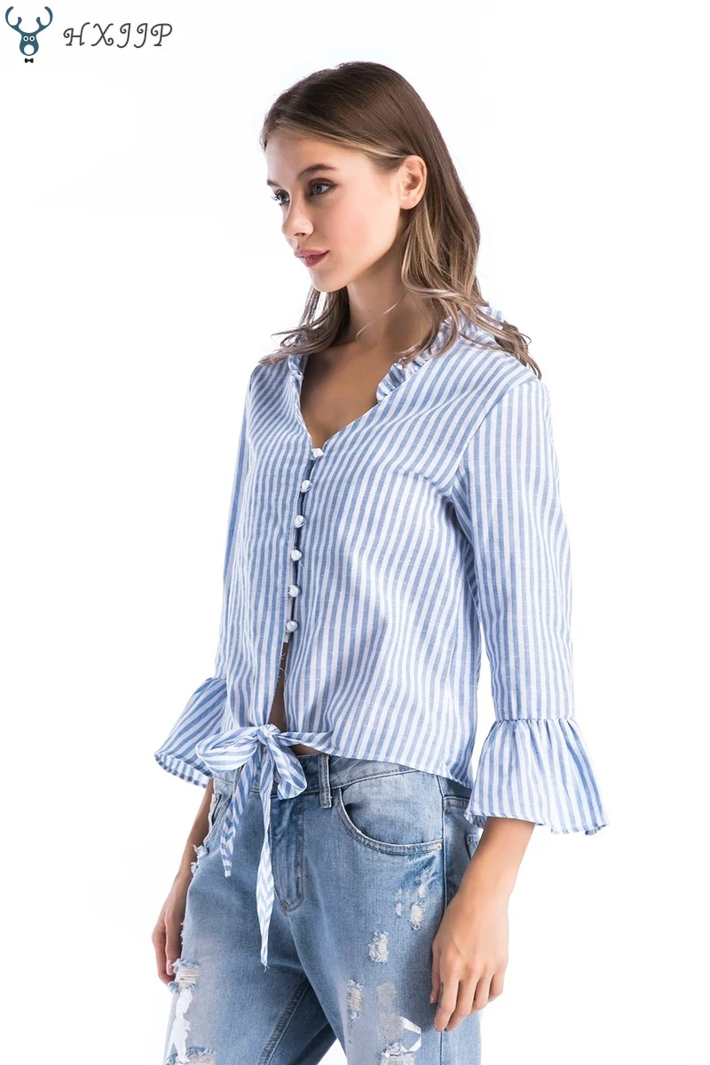 HXJJP Spring Summer Long-sleeved Pearl Single-row Button-down Women