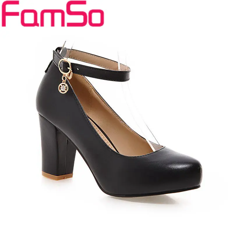 

FAMSO Size34-45 2017 New Sexy Women Pumps black Office Lady Pumps Shoes 4Colors Women's Autumn high Thick heels Pumps PS1487
