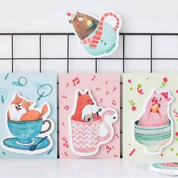 

Creative Cartoon Animal In The Cup Memo Pad Sticky Notes Bookmark School Office Supply