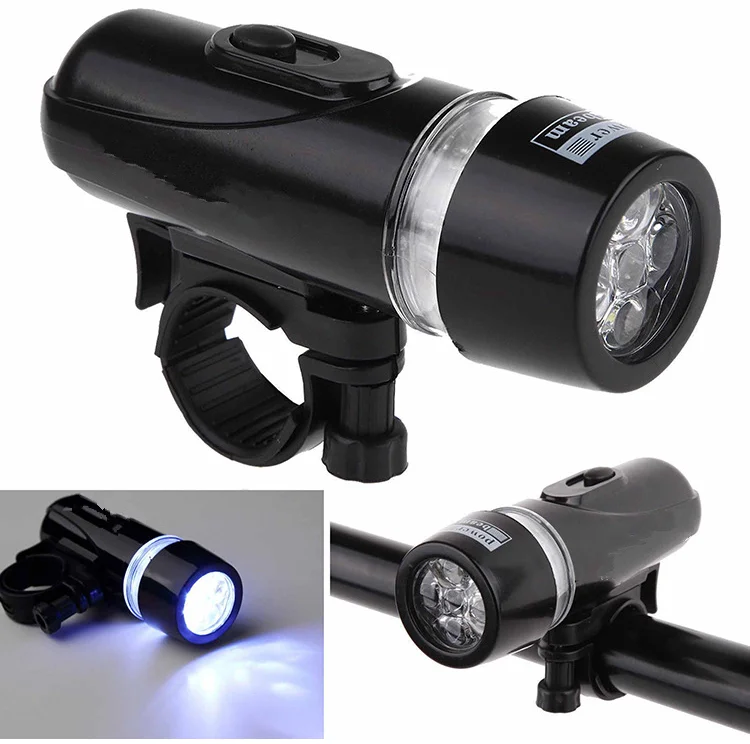 

1pc 5 LED Power Beam Bike Front Light Head Light Torch Flashlight Bicyle Front Headlight Power By 4*AAA Battery High Quality