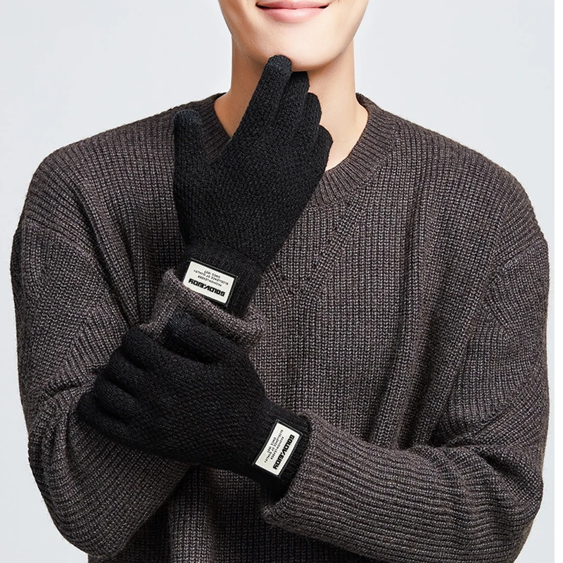 Для женщин/Для Мужчин Вязаные перчатки Сенсорный экран высокое качество мужской Утолщаются теплая шерсть кашемир перчатки зимне-осенние