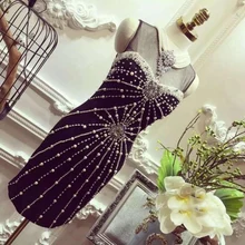 Luxus Schwarz Gerade Pailletten Perlen Cocktailkleider 2015 Formalen Licht Grün Short Prom Kleider vestidos de coctel BC1