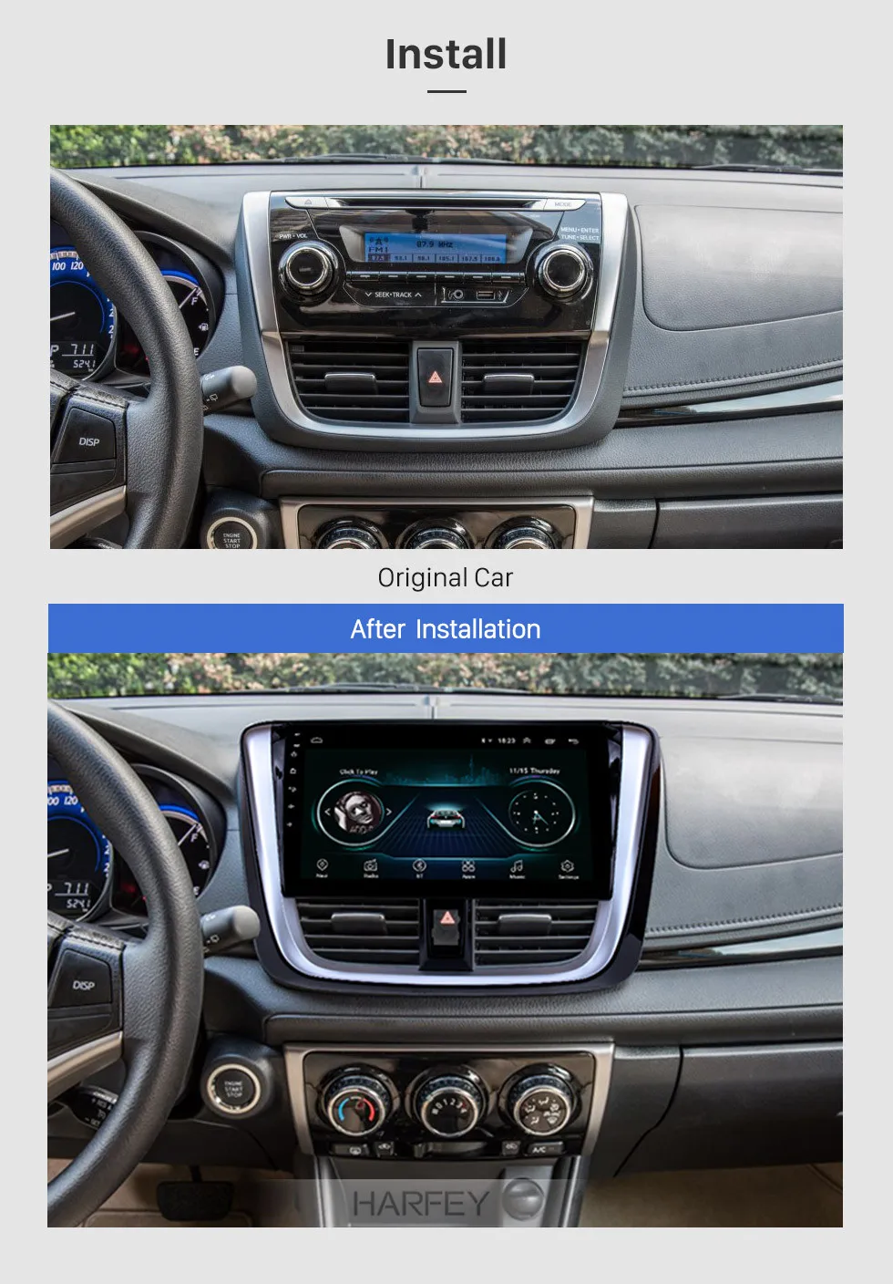 Cheap Harfey 2Din Quad Core 10.1 Android 8.1 Wifi Car Radio GPS Multimedia Player Head Unit For TOYOTA VIOS Yaris  2014 2015 2016 2017 2