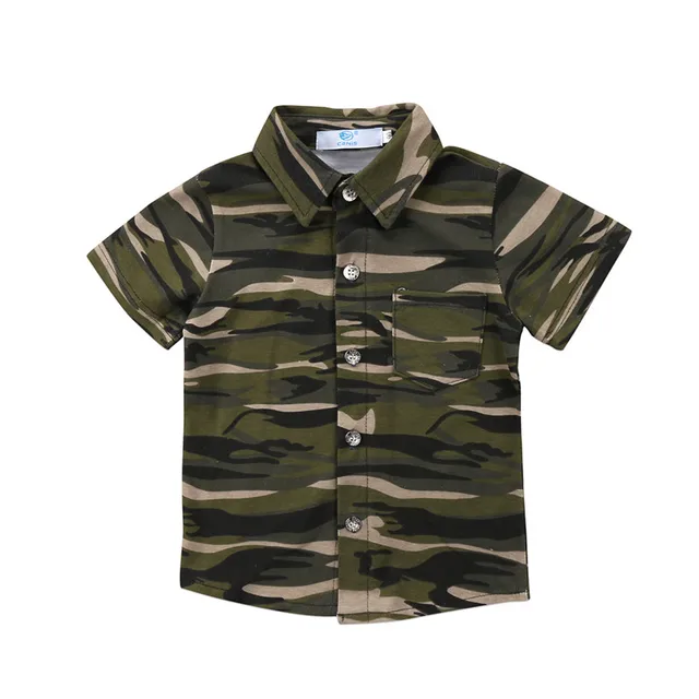 Camouflage Shirt Baby Kids Boys Short Sleeve Shirt Tops Tee New Fashion