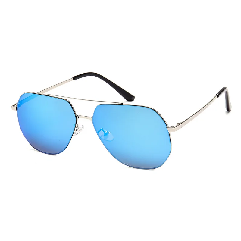 Солнцезащитные очки пилота для мужчин, поляризационные линзы, УФ-защита, солнцезащитные очки gafas de sol mujer, очки Oculos - Цвет линз: Silver and blue lens