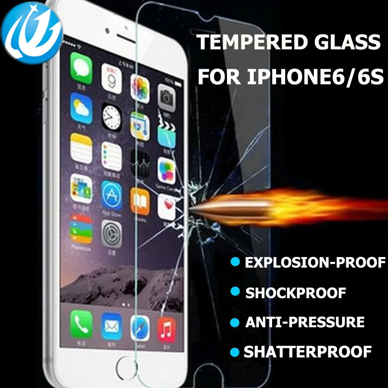 

wholesale 100piece film Tempered glas for iPhone 4s 5 6 6s 7 plus glass protective film screen protector protective
