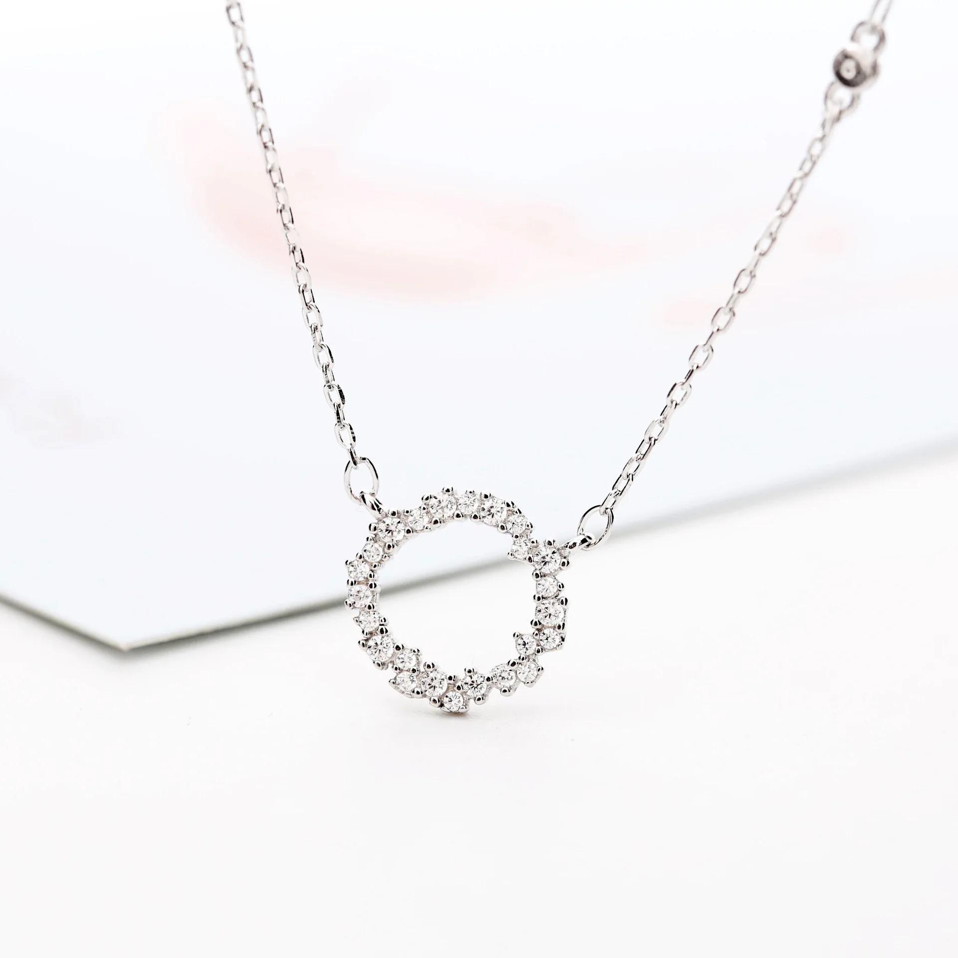Circle women 100% 925 Sterling silver nacklace Jewellery Clavicle chain pendant charms