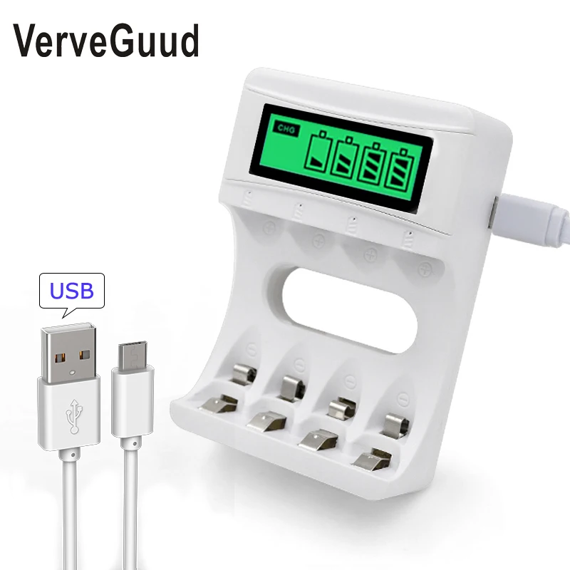 4 Slot Smart Charger For AA//AAA NiCD//NiMH Batteries with LCD Display Charged US