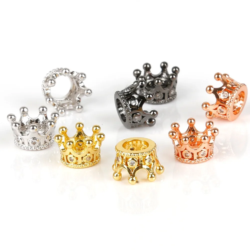 

2pcs/lot 7x9mm CZ Crown Beads for Jewelry Making DIY Copper Spacer Beads fit Bracelet Jewelry Accessories