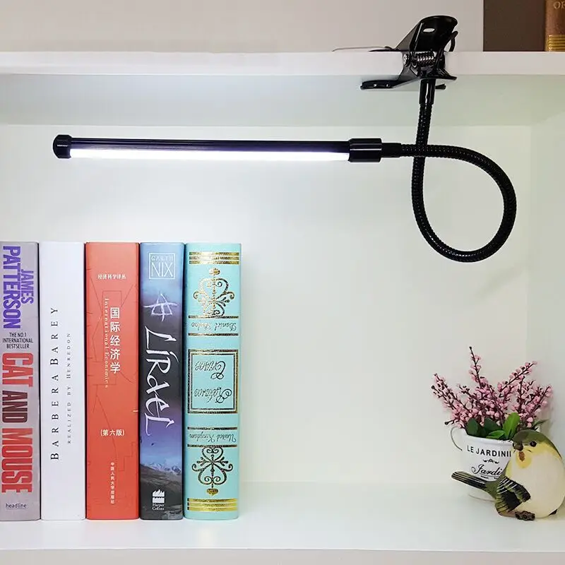 Лампа светодиодсветодиодный для чтения книг USB светильник черная/Серебристая