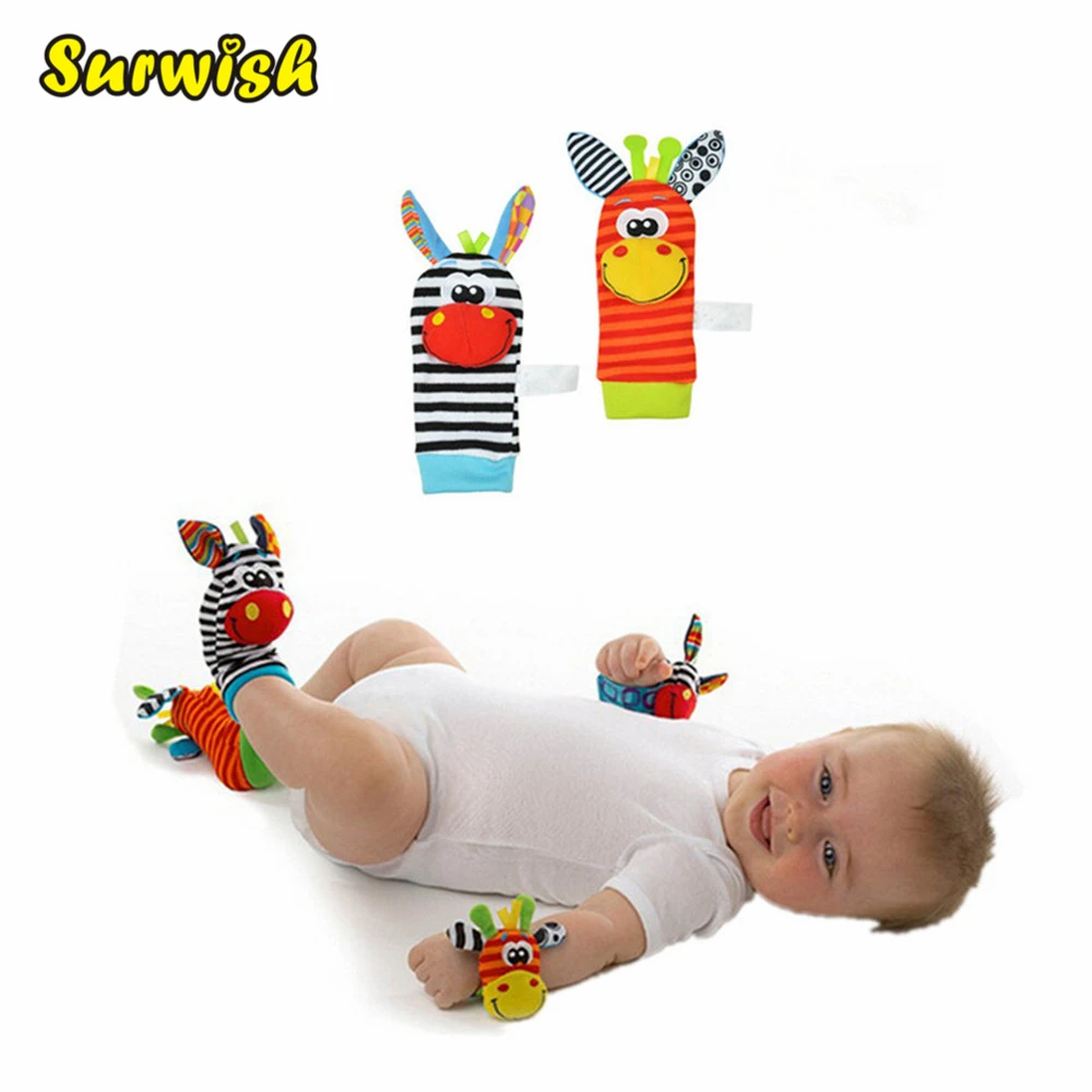 Surwish одна пара прекрасный ребенок младенец дети животных колокола стопы носок с погремушкой мягкие игрушки-поставка в произвольной