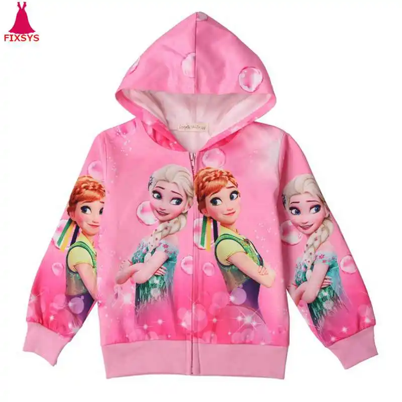 

Elsa Cartoon Girls Hooded Jacket Kid Spring Autumn Long Sleeve Zipper Cardigan Coat Kids Anna Hoodies Baby Girl Costume Outwear