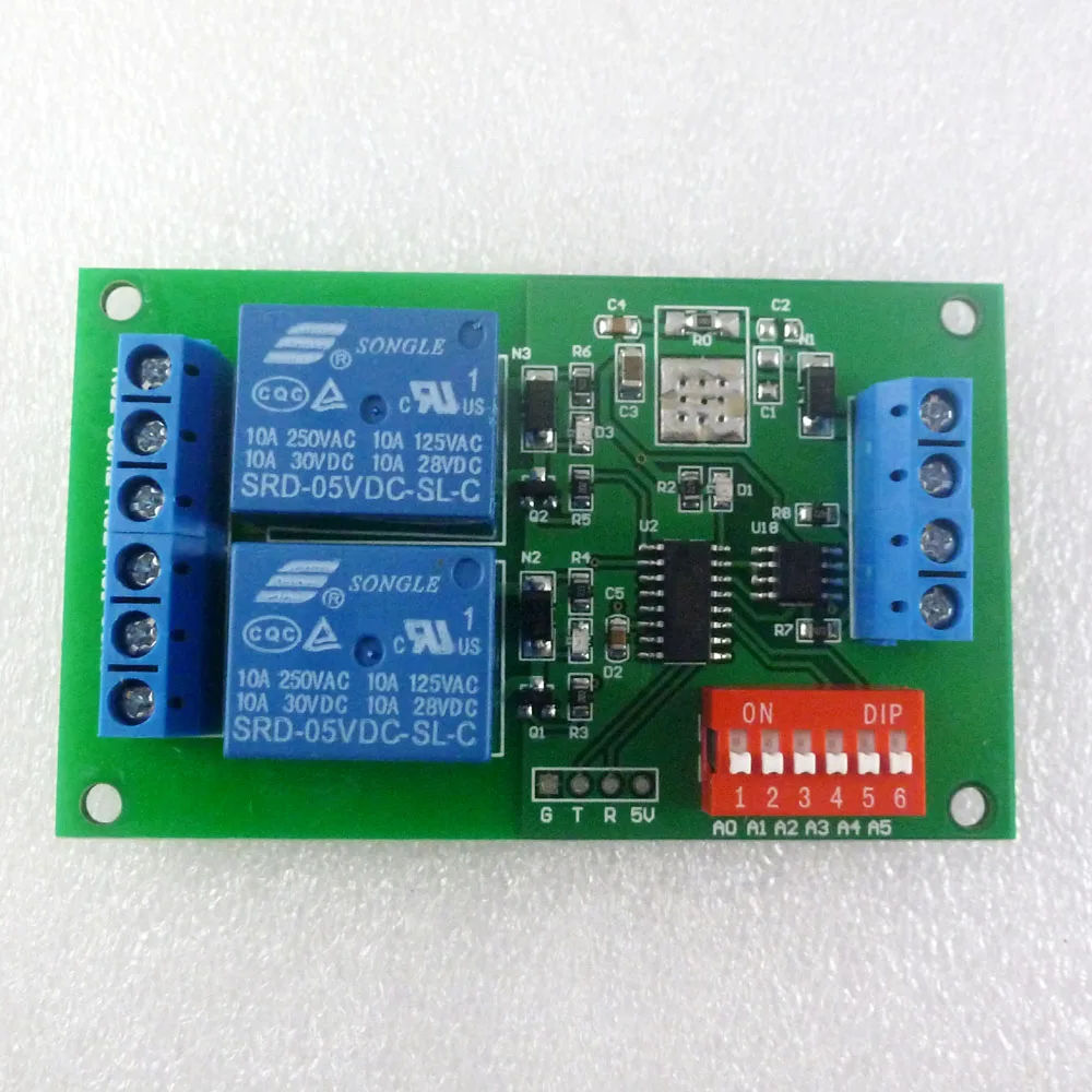 Реле Modbus RTU PLC 5 в пост. Тока/12 В/24 В 2 канала RS485 Модуль и черный пластиковый чехол