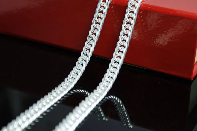 10 мм Аутентичное ожерелье из серебра 925 пробы для женщин серебряная Мода Мужская цепочка ожерелье ювелирные изделия на подарок колье 20,22, 24"