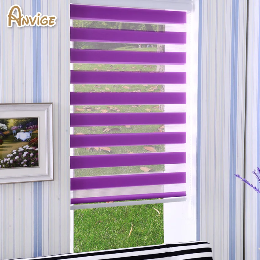 

Free Shipping 100% Polyester Translucent Customerized Size Zebra Blinds Window Shade Curtains