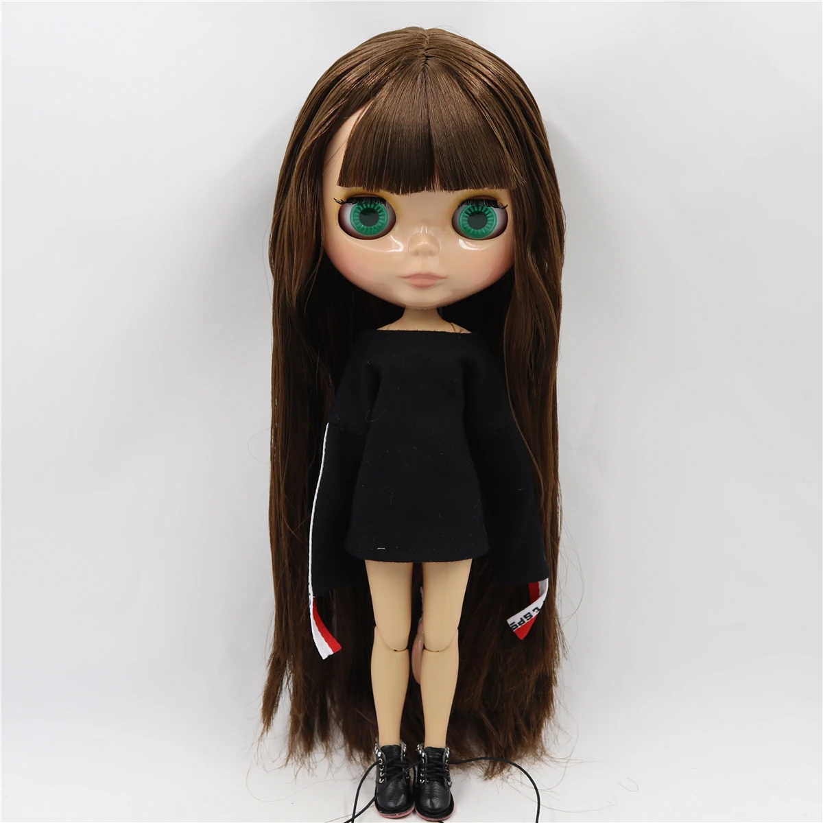 Фабрика blyth кукла 1/6 bjd шарнир тела темная кожа матовое лицо фиолетовые волосы без