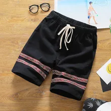 Мужские брюки с пятью центами пляжные летние брюки для отдыха мужская одежда из чистого хлопка