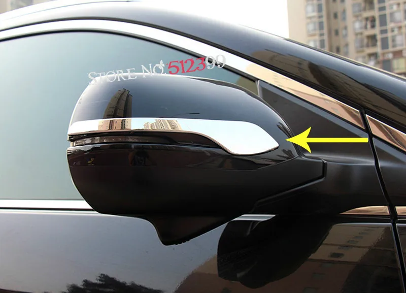 2 ABS Chrome Rear view font b Mirror b font Decoration Stripe Moulding Cover Trim font