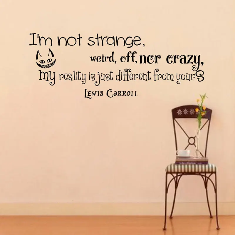 

Wall Decals Alice In Wonderland Quote Decal I'm Not Strange Sayings Sticker Self-adhesive Kids Room Wall Decor Murals K541