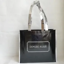 500 шт./лот, изготовленные на заказ с фабрики, черные и серебряные нетканые сумки для покупок, сумки для покупок, двойные, толстые, высокого качества, лазерная пленка для промо-подарка