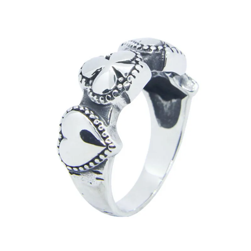 1pc Dropship New Design Poker Spade Heart Club Ring 316L Stainless Steel Fashion Band Party | Украшения и аксессуары