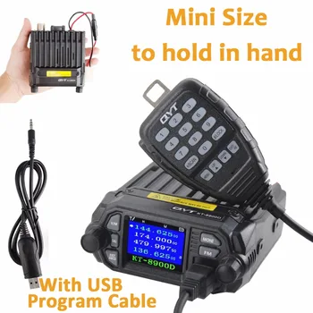 

QYT KT-8900D 25W Vehicle Mounted Two Way Radio with Programming Cable Upgrade KT-8900 Mini Mobile Radio with Quad Band Large LCD
