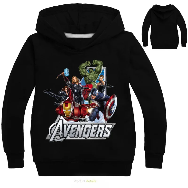 

Marvel's The Avengers Spring Autumn Top Boys Sweatshirts Cotton Cartoon Children Hooded Casual Girl Kids Long Sleeve T Shirt Tee
