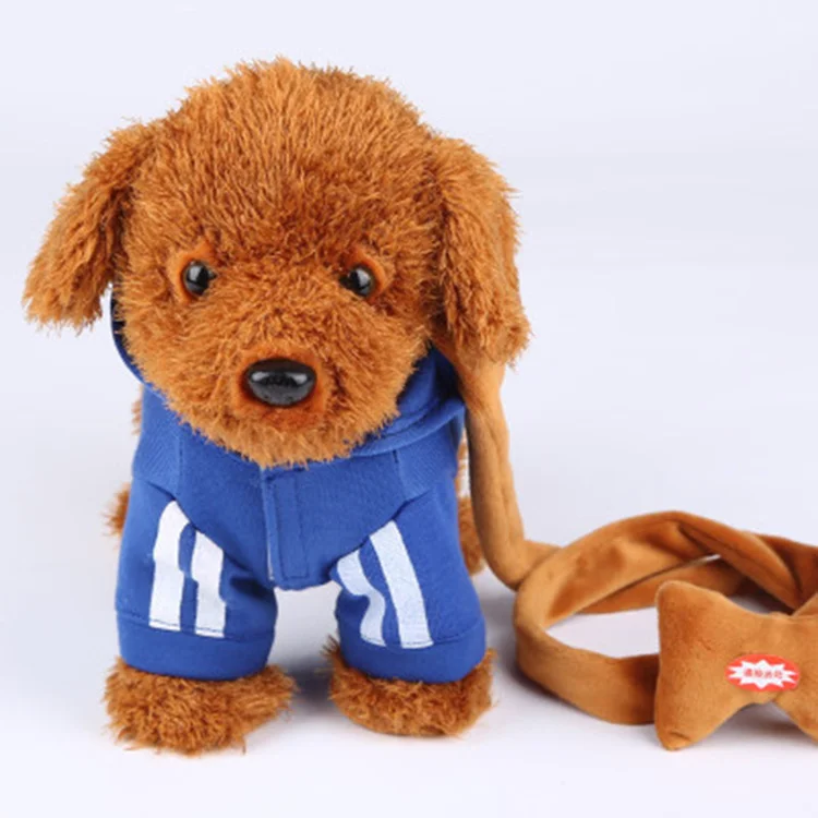 

[Best] Very cute Animal electronic pet walking music teddy dog robot plush toy traction rope dog soft sound doll kids baby gift
