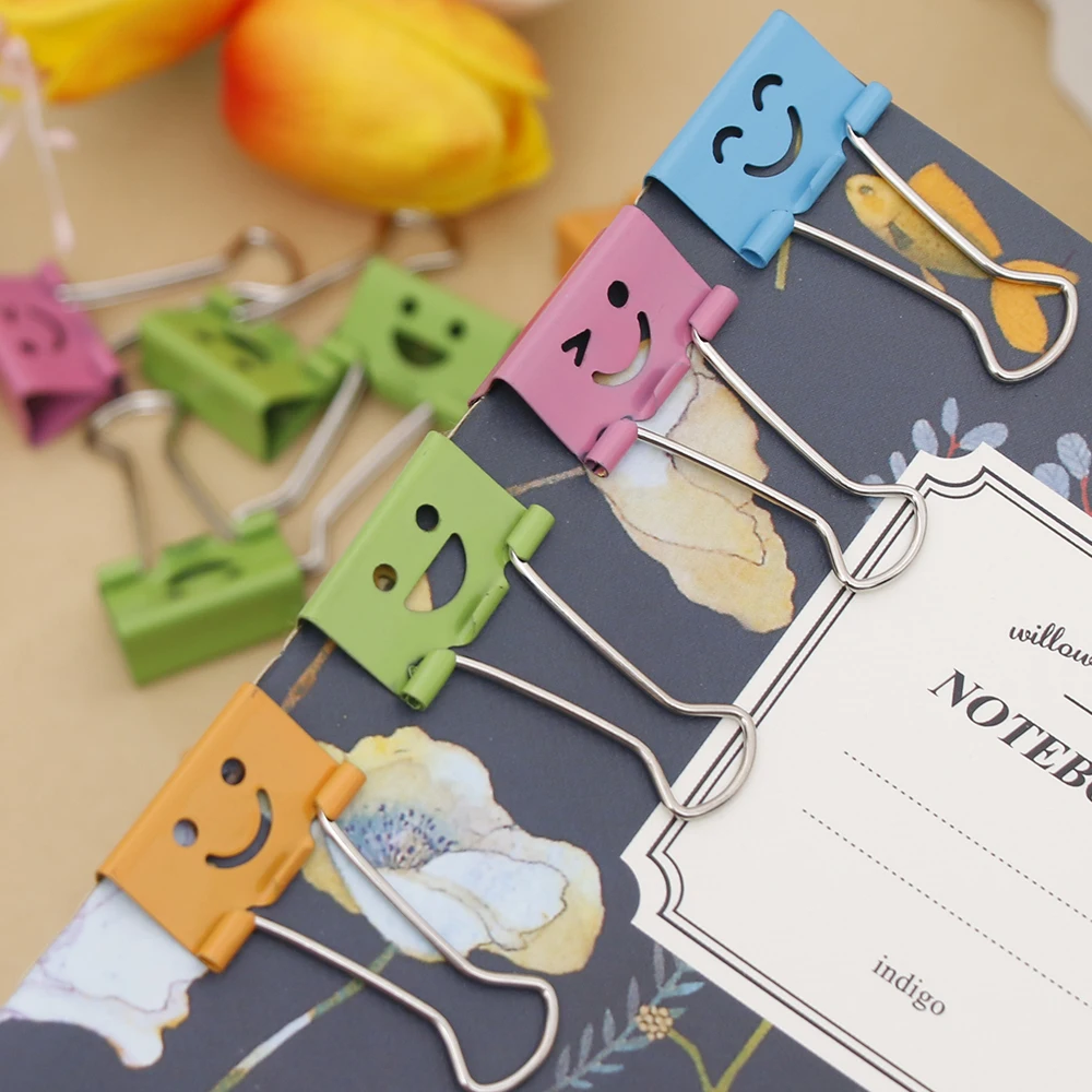

Cute Smile Metal Binder Clips Sweet Expression Food Bag Clips Note Clips 10PCs Random Mixed 19mm Wide