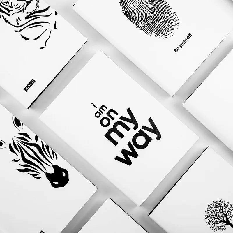 

Creative Soft PU leather Notebook Black white plants Animal Printing efficiency handbook personal planner Diary agenda Notes Hot