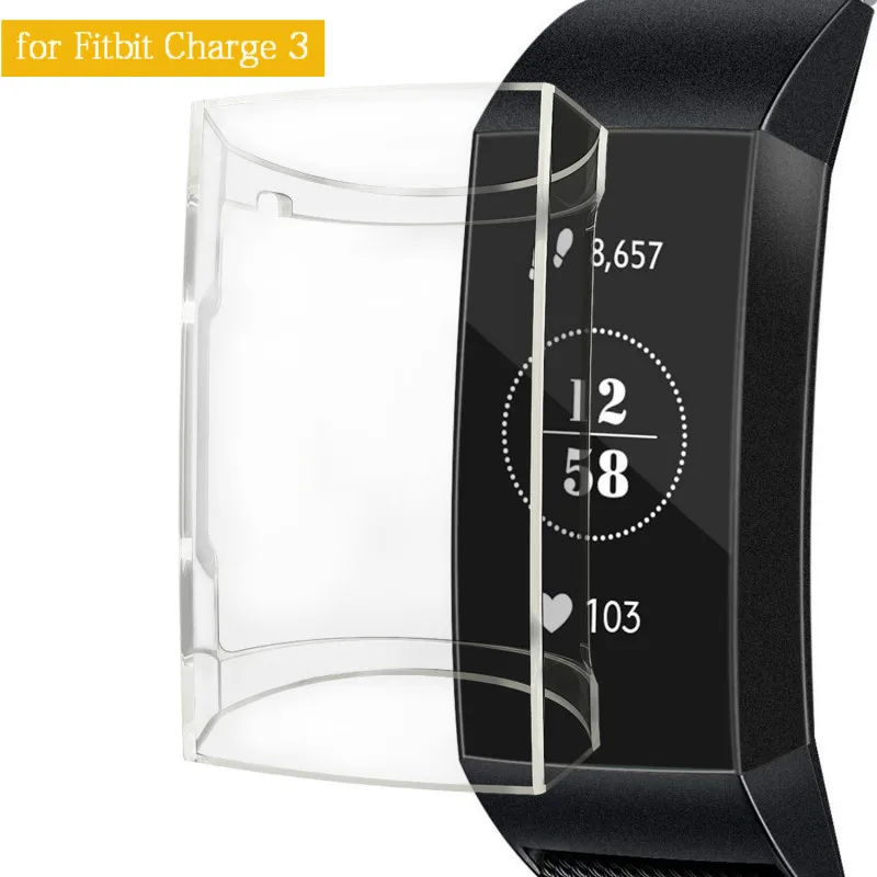 

For Fitbit Charge 3 Case Soft TPU Silicone Protective Clear Case Cover Shell for Fitbit Charge 3 Band Smart Watch Accessories