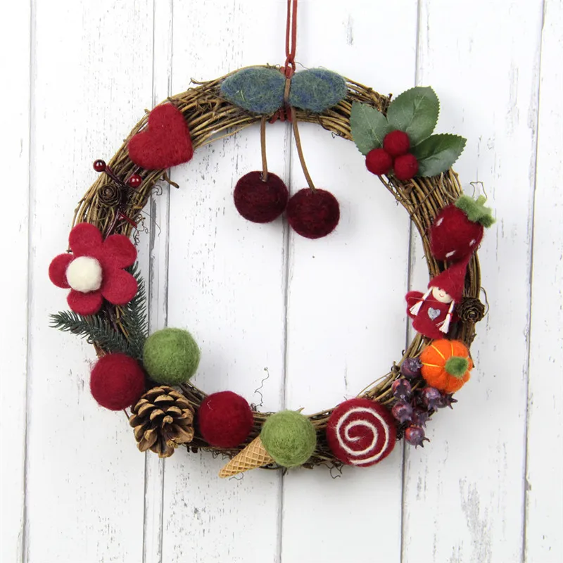 

Handmade Wool Felt Fruit Wreath Garland DIY Kit for Home Decor Wall Door Children Room Decoration Accessories Birthday Gift