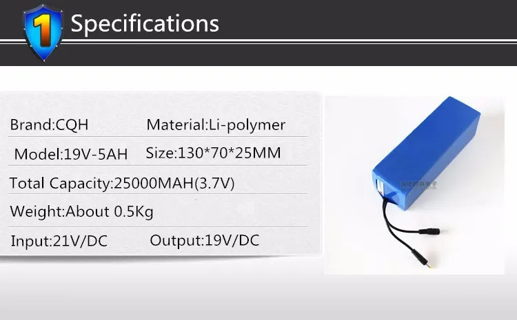 19 V 25000 MAH 5AH литиевая батарея с 5 V USB понижающий преобразователь и 10 разъемами для ноутбуков, мобильных телефонов, планшетов Дополнительный внешний аккумулятор