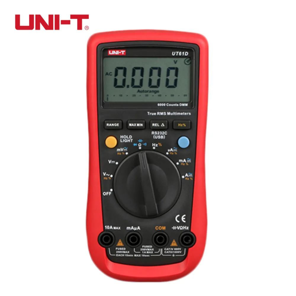 

UNI-T UT61D Handheld Digital Multimeters Sinometer Auto-rang AC DC Current Voltage Resistance Meter Tester