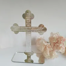 Оригинальное акриловое зеркало крест персонализированные лазерные молитвенные слова зеркало стикер DIY ремесло