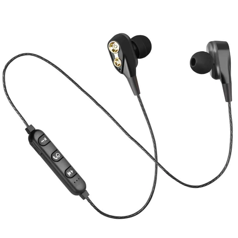 Newest Sports Bluetooth Earphone Wireless Stereo Headphone 4 Speaker Dual Dynamics Driver Earphones Bluetooth V4 1 Auriculares