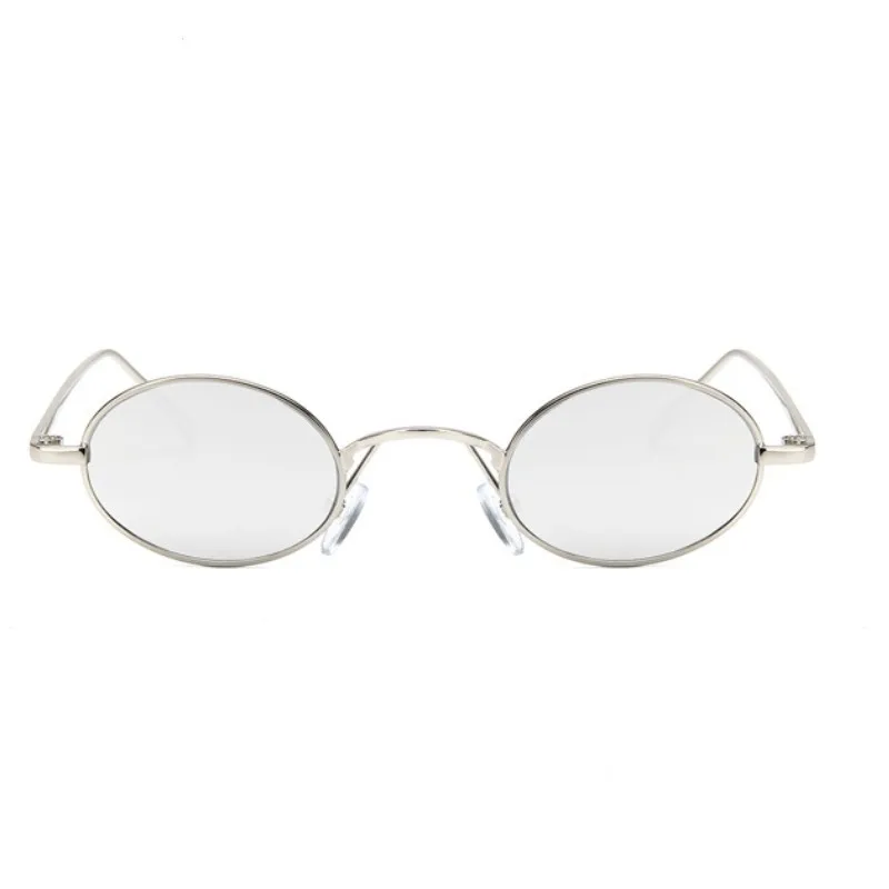 Трендовые солнцезащитные очки для женщин, фирменный дизайн, маленькие овальные солнцезащитные очки Rerto для женщин, женские зеркальные очки в стиле стимпанк, винтажные очки - Цвет линз: silver