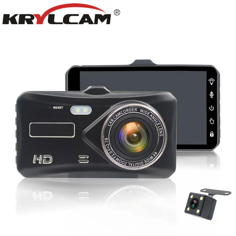 Krylcam BT100 4 &quotDVR Dash камера с двумя объективами сенсорный экран ночное видение g