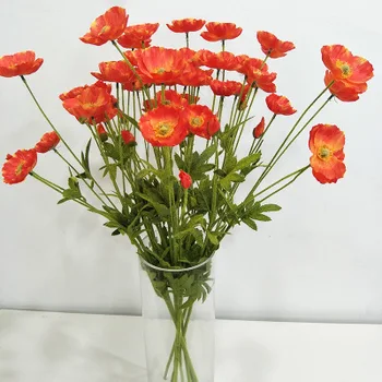 

2Pcs Artificial Flowers Wrinkle cloth Poppy flower Fake Flores Simulation For Home Party Wedding Wall Decorative DIY Bouquet
