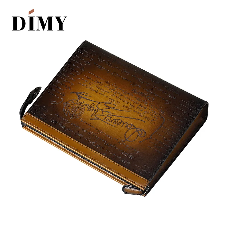 Вместительный итальянский клатч DIMY из телячьей кожи для мужчин бумажники