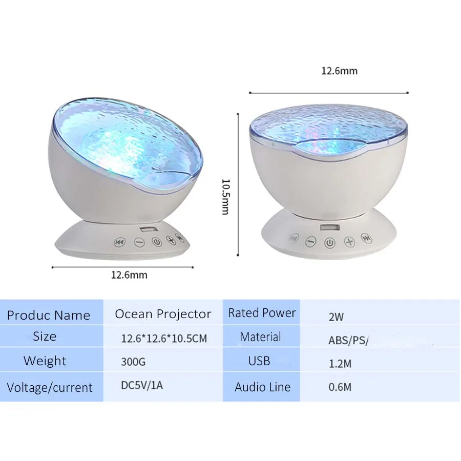Океанская волна проектор светодиодный ночной Светильник встроенный музыкальный плеер дистанционного Управление 7 светильник Космос Звезды Luminaria для малыша Спальня