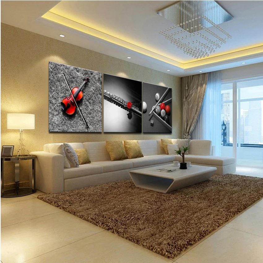 

(No Frames) 3pcs guitar cuadros home decoration wall pictures for living room wall art canvas printed abstract oil painting