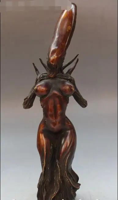 

12" Chinese Folk Bronze goblin demon bugbear ogre enchantress Banshee Statue